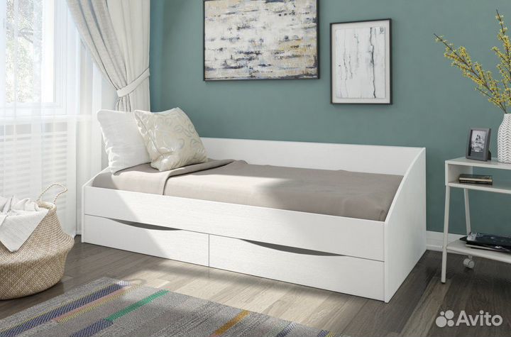 Кровать с ящиками и матрасом односпальная