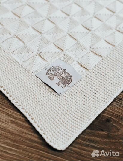 Плед для новорожденных вязаный 90х110 см, молочный