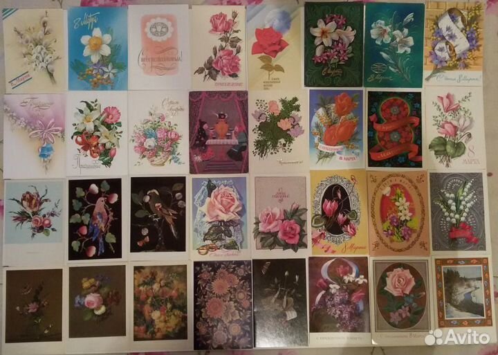 Открытки советские СССР с цветами 1