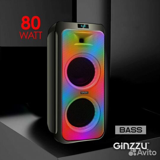 Блютуз колонка 80W караоке радио LED новая мощная