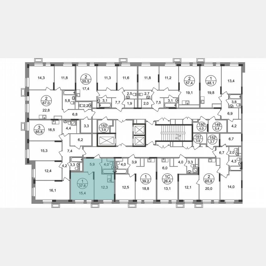 1-к. квартира, 37,6 м², 12/19 эт.