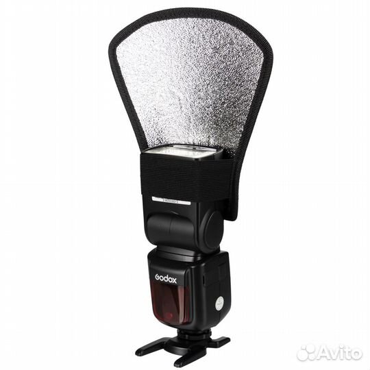 Рассеиватель-козырек на вспышку, белый-серебро