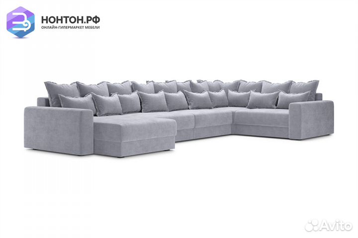 Диван п-образный тик-так Омега серый