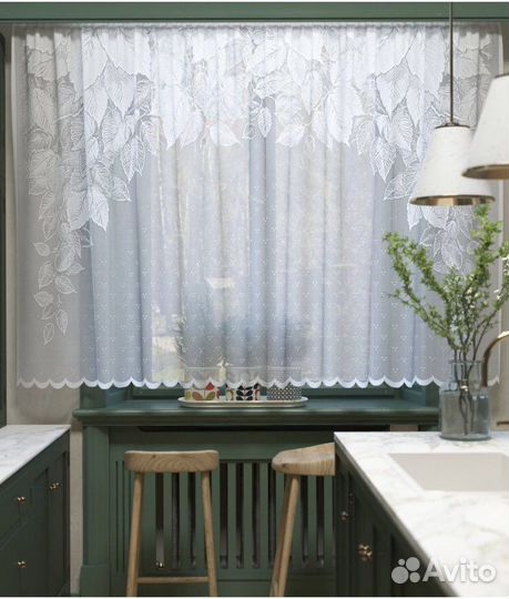 Тюль на ленте для кухни Ноктюрн 250х165 см белый