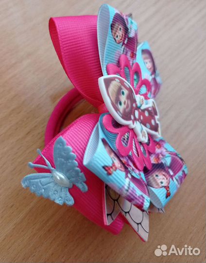 Бантики, резинки, Маша и Медведь, ручная работа