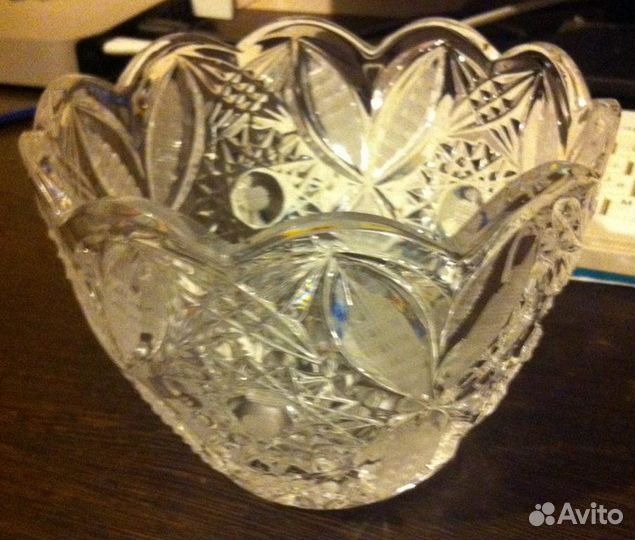 Хрустальная ваза-конфетница большая