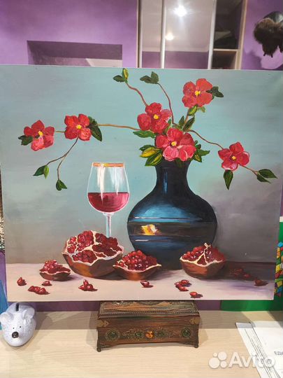 Гранаты/натюрморт картина маслом на холсте