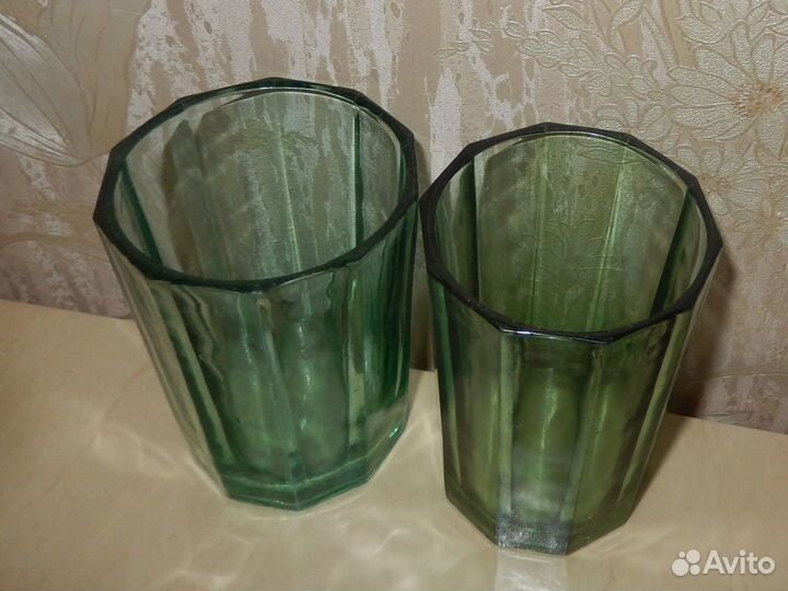 Стаканы граненые, цветное стекло, 10 граней, СССР