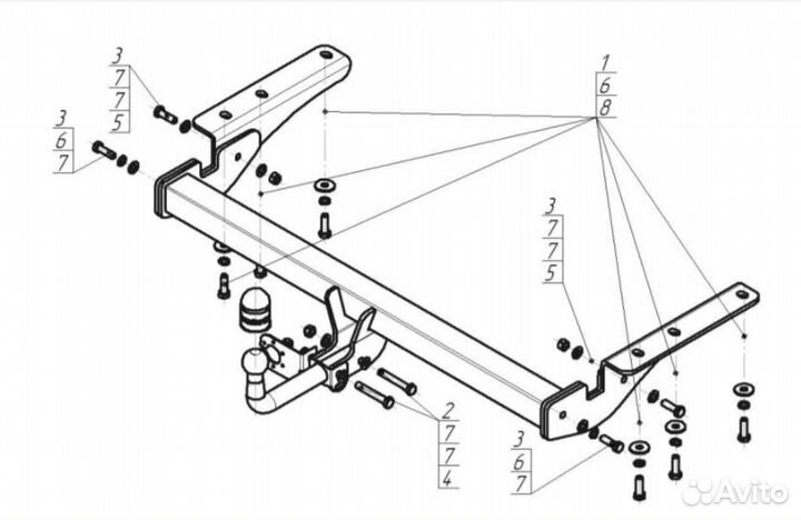 Фаркоп Тойота (Toyota) RAV4 2019, с оцинкованным ш