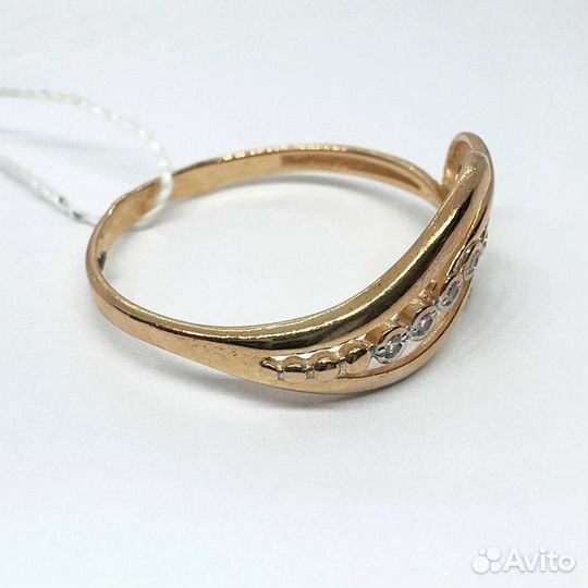 Золотое кольцо с фианитом 17р