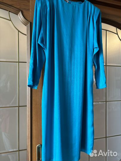 Платье шелковое, бирюзовое
