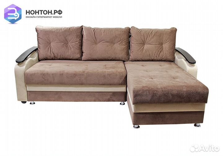 Диван угловой тик-так Венеция коричневый