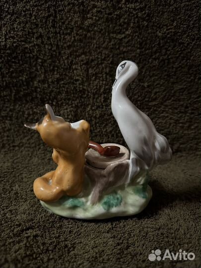 Статуэтка чернильница Лиса и Журавль прогресс СССР