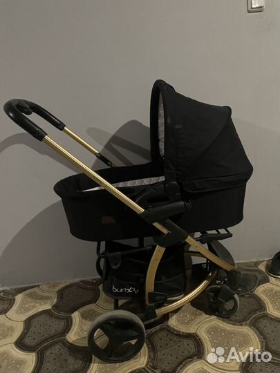 Коляска burbay 3 в 1 с золотой рамой