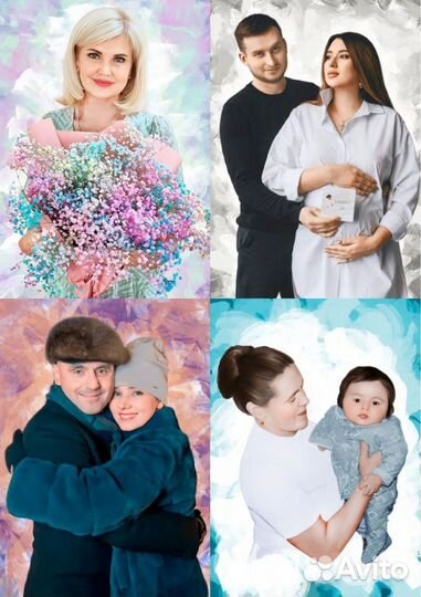 Портрет по фото на холсте