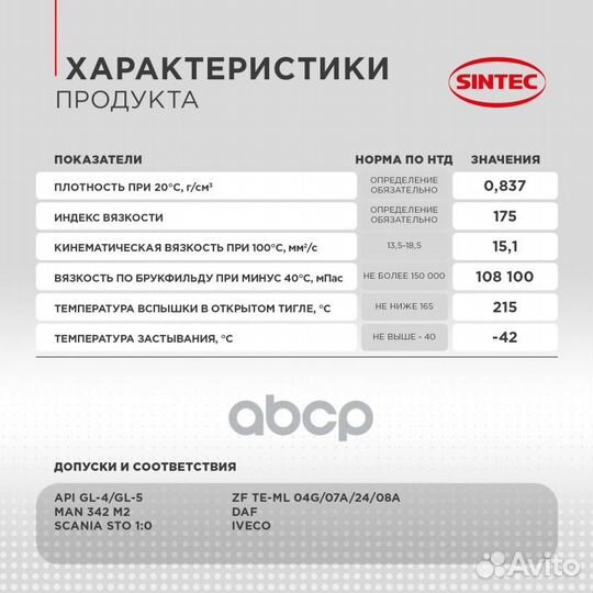 Sintec Transmission 75W90 (4L) масло