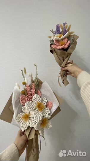 Букет цветов в технике макраме ручная работа