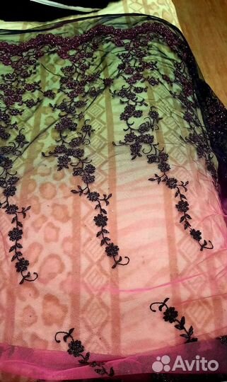 Ткань сетка с отделкой для платья и юбки