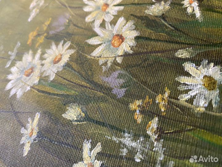 Картина полевые ромашки (масло)