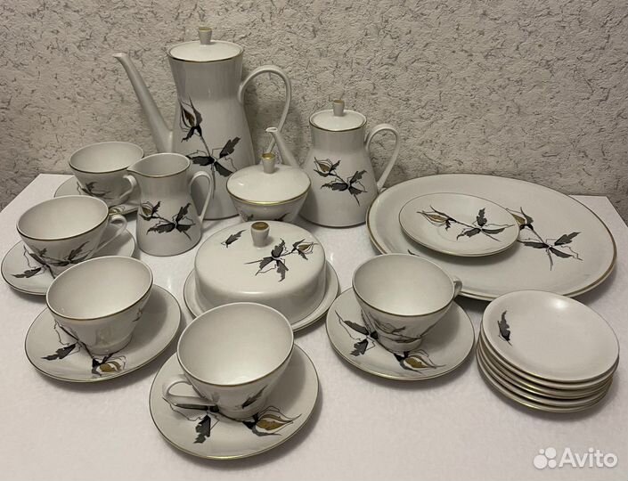 Сервиз гдр Freiberger porzellan Черная роза