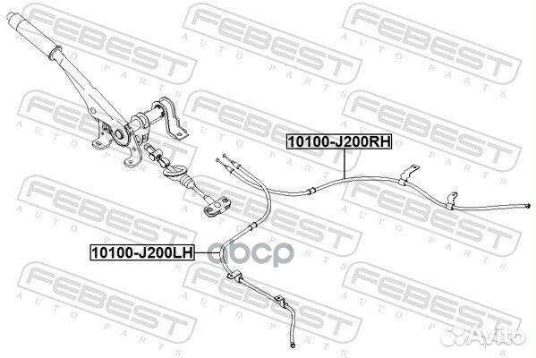 Трос ручного тормоза 10100J200RH Febest