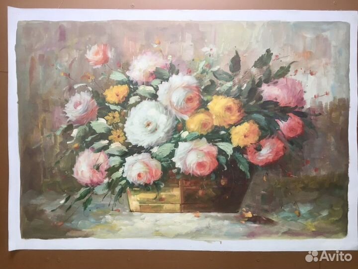 Картина Букет роз, на холсте маслом, 60х90