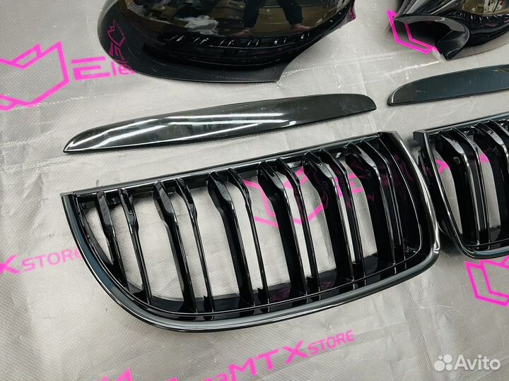 Накладки зеркал + Решетка радиатора BMW E90 дорест