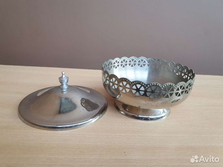 Конфетница мельхиор с крышкой