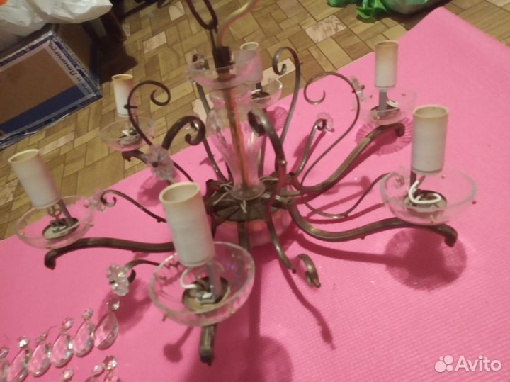 Чешская хрустальная люстра 70 гг,под реставрацию