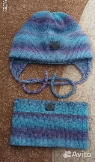 Комплект шапка и снуд на 2-4 года, шерсть Меринос