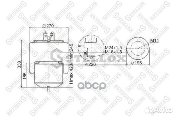 90-78031-SX пневмопод. со стак.1шп-шт.M16/M24с