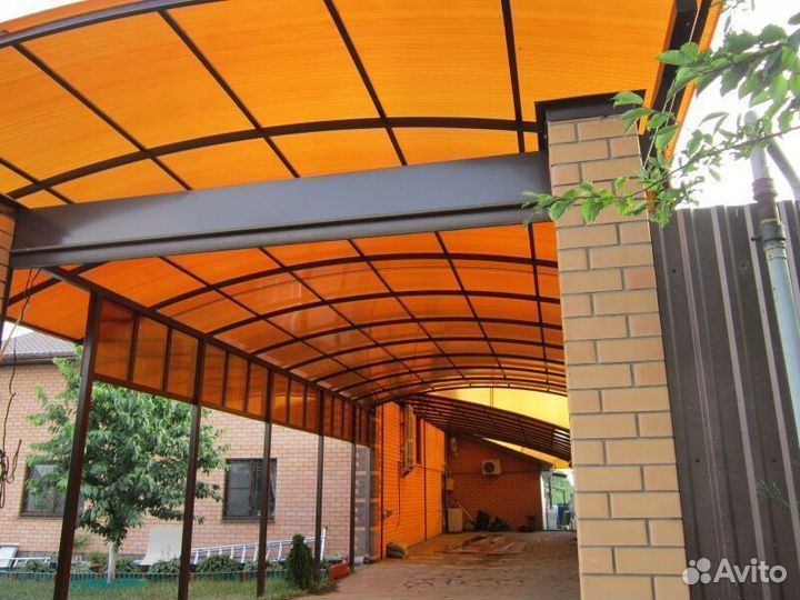 Сотовый поликарбонат для теплиц, 2.1х6 м, оранжевы