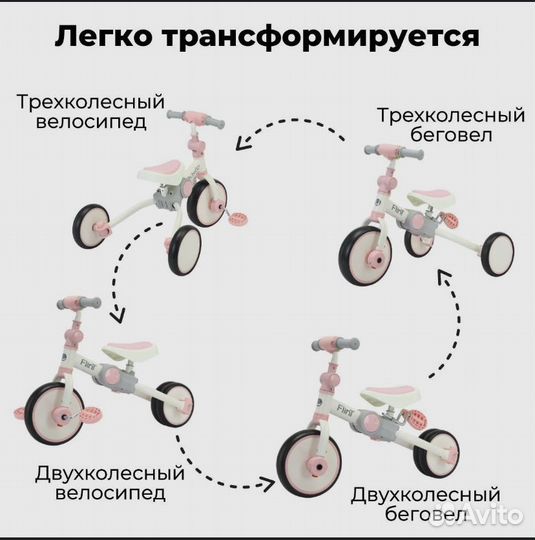 Велосипед беговел 4 в 1 BubaGO Flint/Толокар