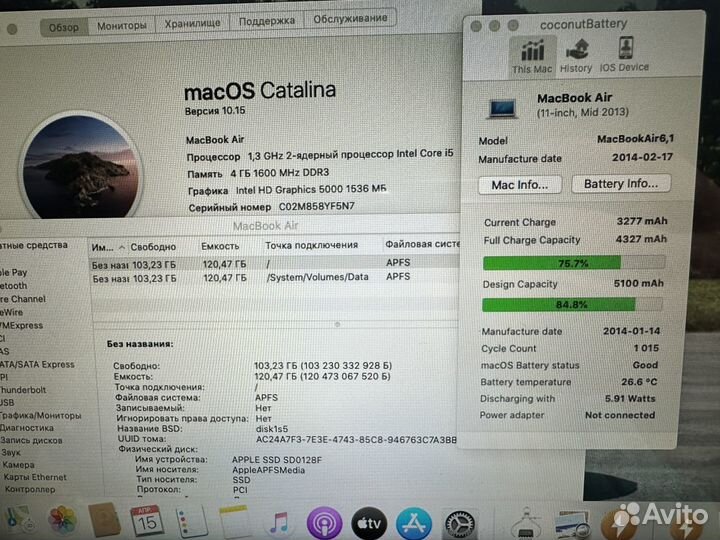 MacBook Air 11 2014 хорошая батарея