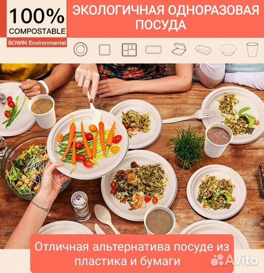Набор одноразовой биоразлагаемой эко посуды