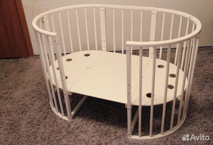 Детская кроватка трансформер овальная