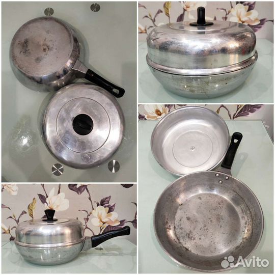 Рифлёная сковорода и чугунная сковорода СССР