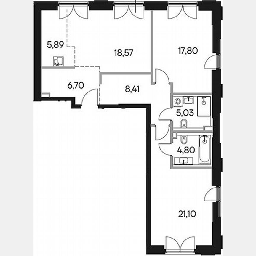3-к. квартира, 88,3 м², 16/39 эт.