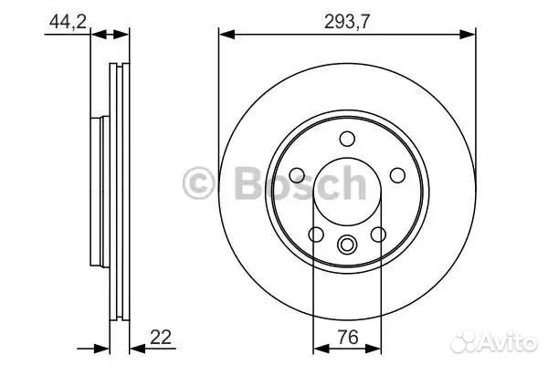 Диск тормозной задний bosch 0986479s06 для а/м volkswagen california t5, t6, multivan, transporter