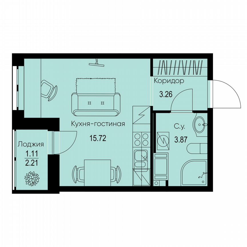 Квартира-студия, 24 м², 9/9 эт.