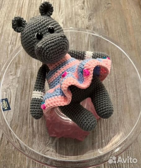 Вязаная игрушка бегемот, коллекция 