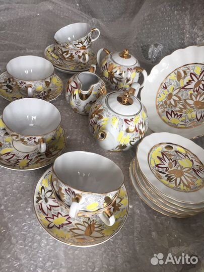 Чайный сервиз «Золотая ромашка»антикварный СССР