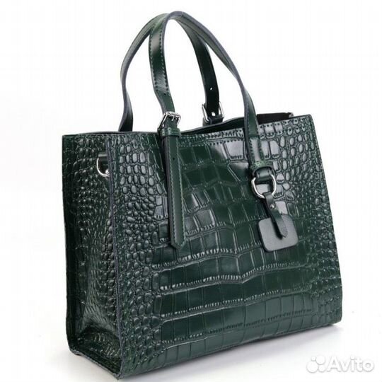 Сумка кожаная женская тоут зелёная