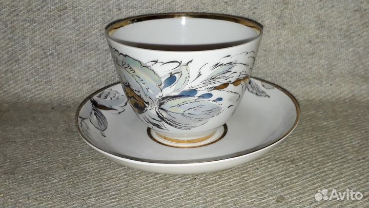 Чайная пара Жемчужный фарфор лфз СССР