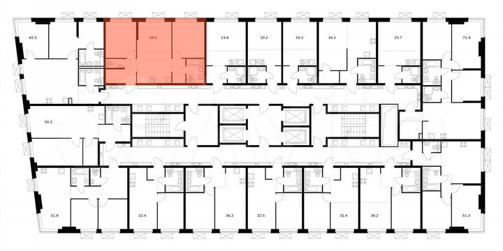2-к. квартира, 58,5 м², 20/33 эт.