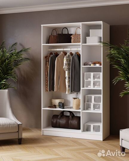 Шкаф 4-дверный распашной 1,20м с зеркалом серый