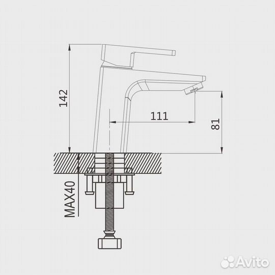 Смеситель для раковины Shevanik S8201T, оружейная сталь