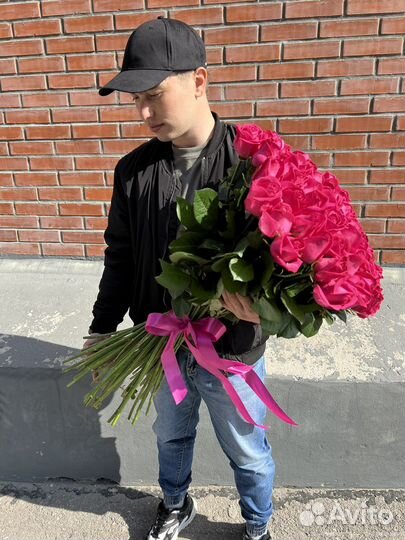 Букет 51 роза 80см длина