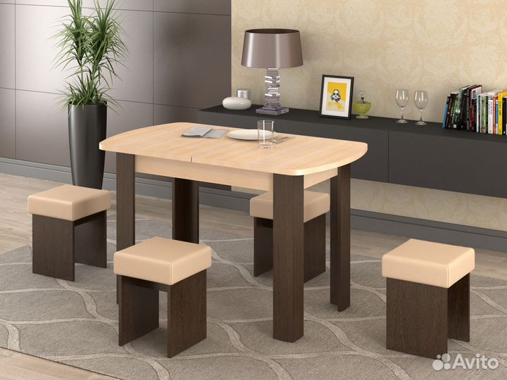 Кухонный стол и 4 табуретки / Обеденная группа