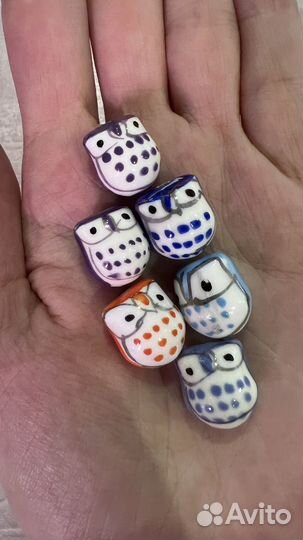 Бусины керамические Совы